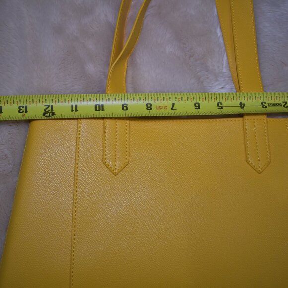 Saks Yellow Faux Leather Tote Shoulder Bag Large Purse Handbag - Picture 10 of 14
